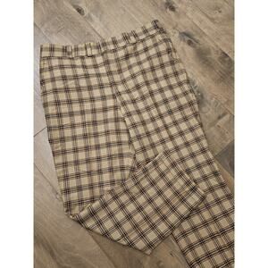 Vtg 50s 60s Nowell's Virgin Wool Pants Brown Plaid 38x30 Thick Heavy